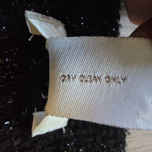 Chicos Black Tweed Open Front Jacket Tinsel Leopard Print Lining Size S 1 - Picture 11 of 16